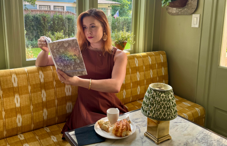 Woman reading Ellen's book
